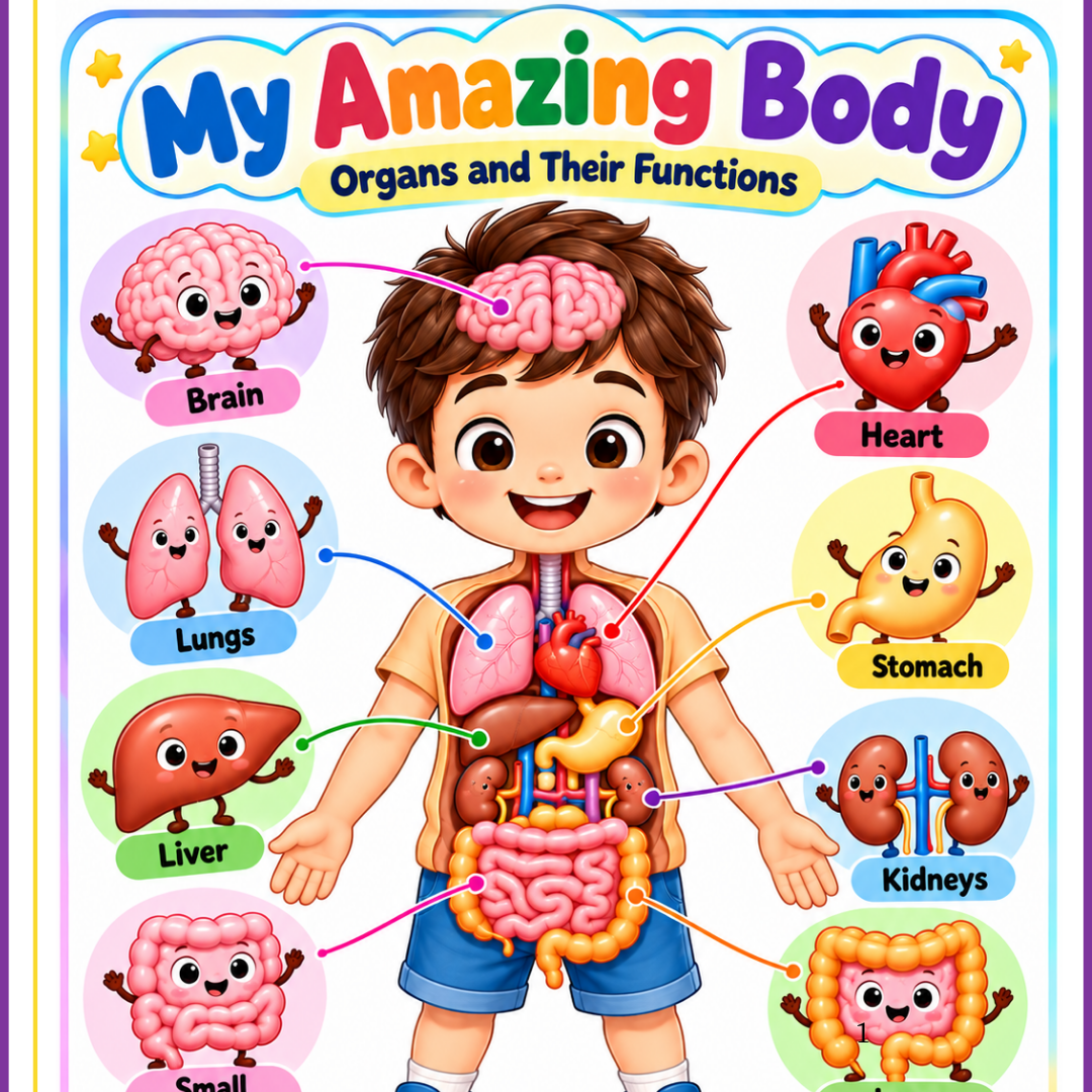 Human Organs Workbook for Kids – Printable Anatomy Colouring, Puzzles & Activities