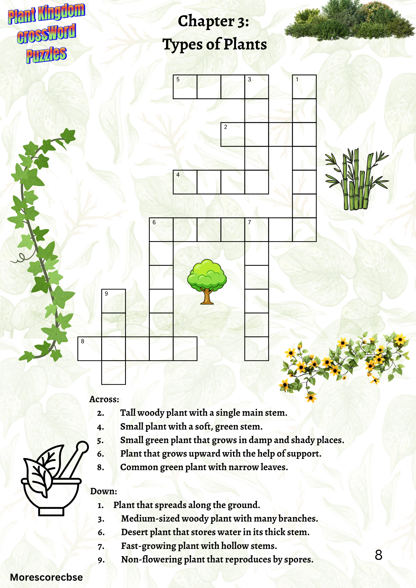 Plant Kingdom Crossword Puzzle | 100 Biology Crossword Puzzles for Kids | Printable Science Worksheet PDF - Image 5