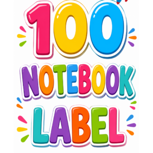 Kids' Cartoon Notebook Labels | 100 Printable School Labels PDF | 10 Cartoon Themes | Motivational Notebook Stickers